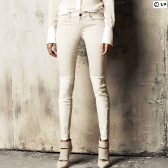 PAIGE Denim - Paige Denim Cara Color Block Beige Ivory Ankle Zip Jeans Size 27